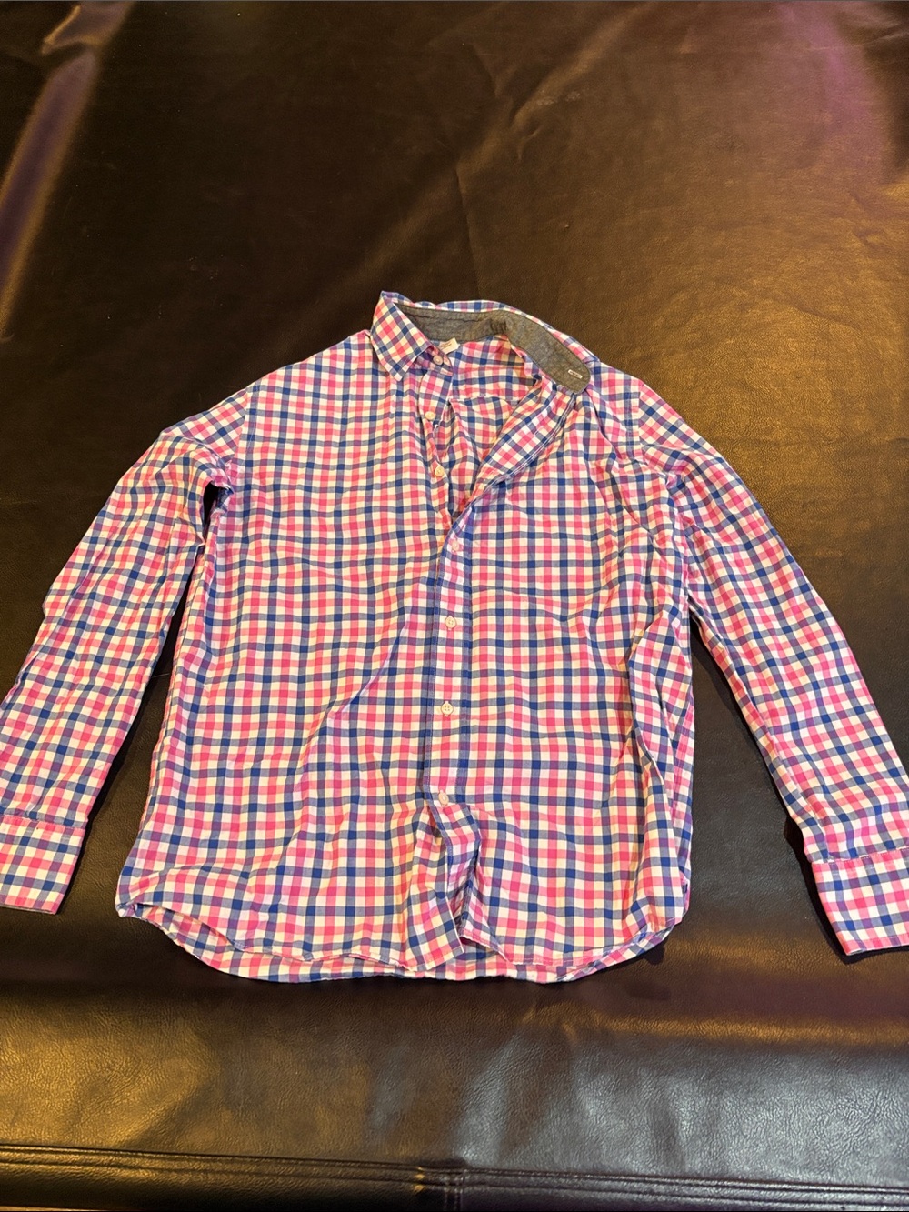 J. Crew Pink and Blue Gingham Button-Down Shirt